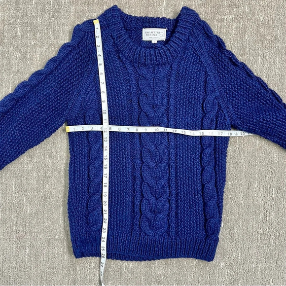 The Better Sweater Homer Alaska Dark Blue Chunky Cable Knit Size Small - Picture 4 of 5